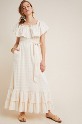 ruffle maxi dress with sleeves