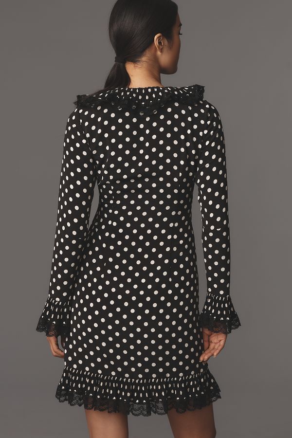 Slide View: 2: Anna Sui Long-Sleeve Pleated Wrap Mini Dress