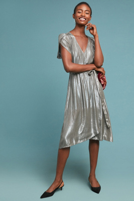 anthropologie velvet wrap dress