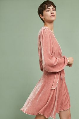 anthropologie velvet wrap dress