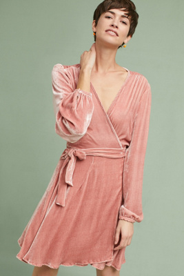 anthropologie velvet wrap dress