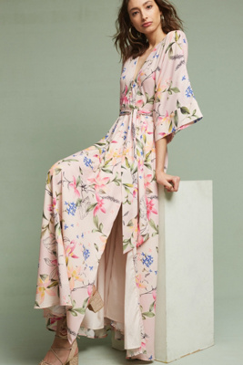 maxi dress and kimono