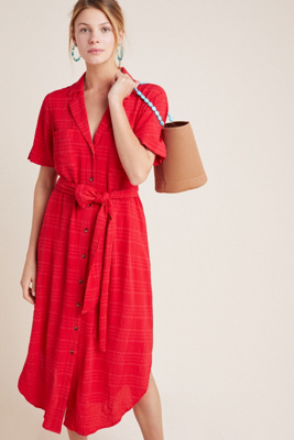 aria textured shirtdress