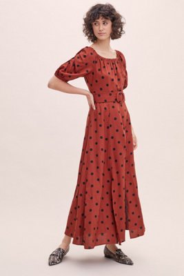 red polka dot maxi dress uk