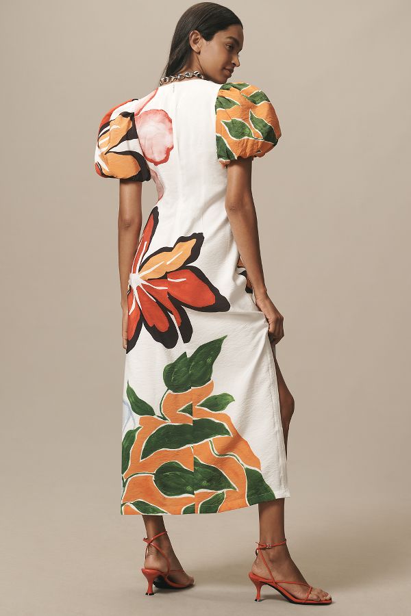 Slide View: 3: By Anthropologie Puff-Sleeve A-Line Maxi Dress