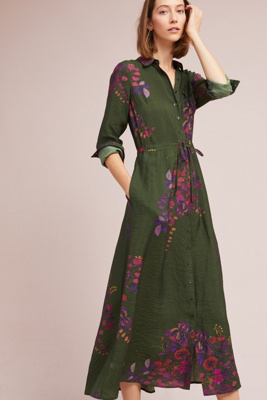 printed maxi shirt dress