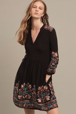Avery Embroidered Dress, Black 
