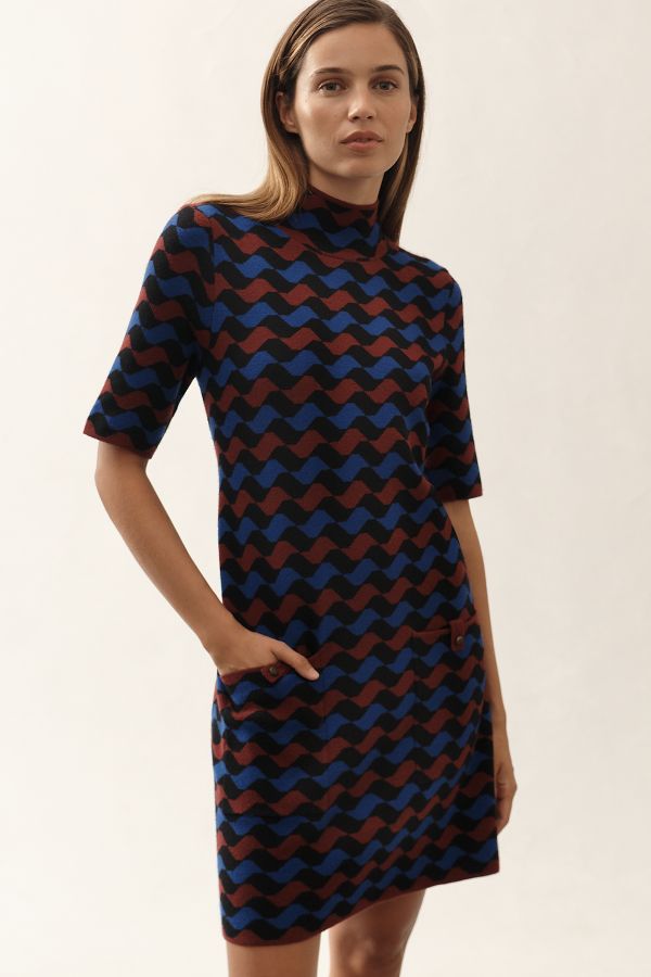 Slide View: 1: The Annalise Mock-Neck Mini Sweater Dress by Maeve