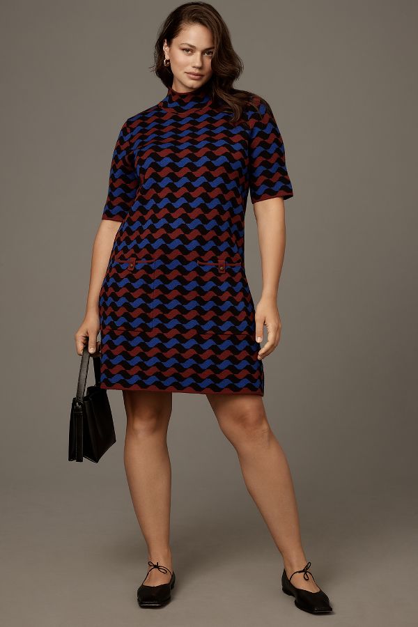 Slide View: 7: The Annalise Mock-Neck Mini Sweater Dress by Maeve