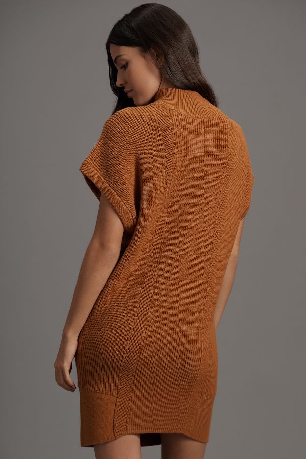 Slide View: 2: By Anthropologie Short-Sleeve Mock-Neck Mini Jumper Dress