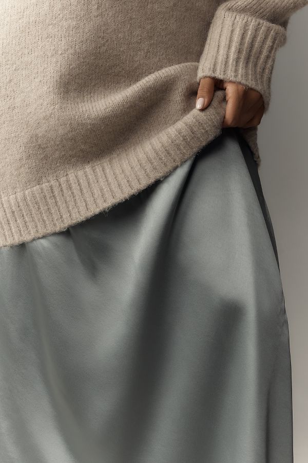 Slide View: 6: By Anthropologie Long-Sleeve Twofer Sweater Slip Midi Dress