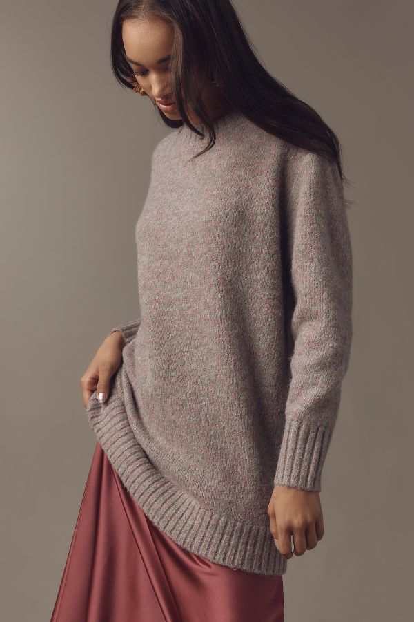 Slide View: 3: By Anthropologie Long-Sleeve Twofer Sweater Slip Midi Dress