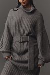 Thumbnail View 6: By Anthropologie Long-Sleeve Turtleneck Belted Sweater Midi Dress