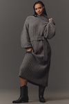 Thumbnail View 4: By Anthropologie Long-Sleeve Turtleneck Belted Sweater Midi Dress