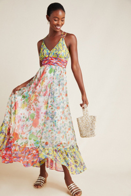 anthropologie floral maxi dress