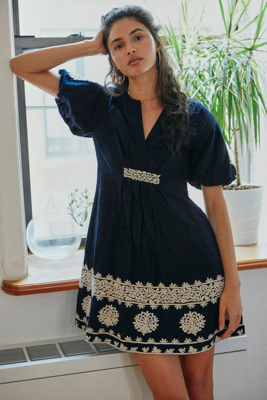 anthropologie black embroidered dress