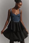 Thumbnail View 1: Pilcro Sleeveless Denim Bodice Tiered Mini Dress