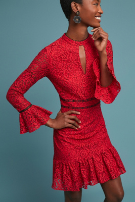 shoshanna red lace dress