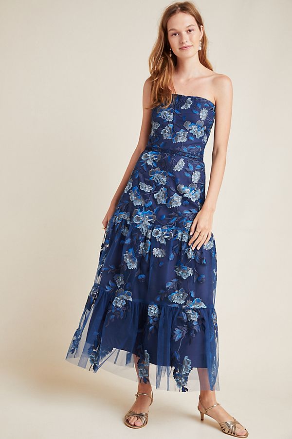 Slide View: 1: Shoshanna Silas Embroidered Maxi Dress