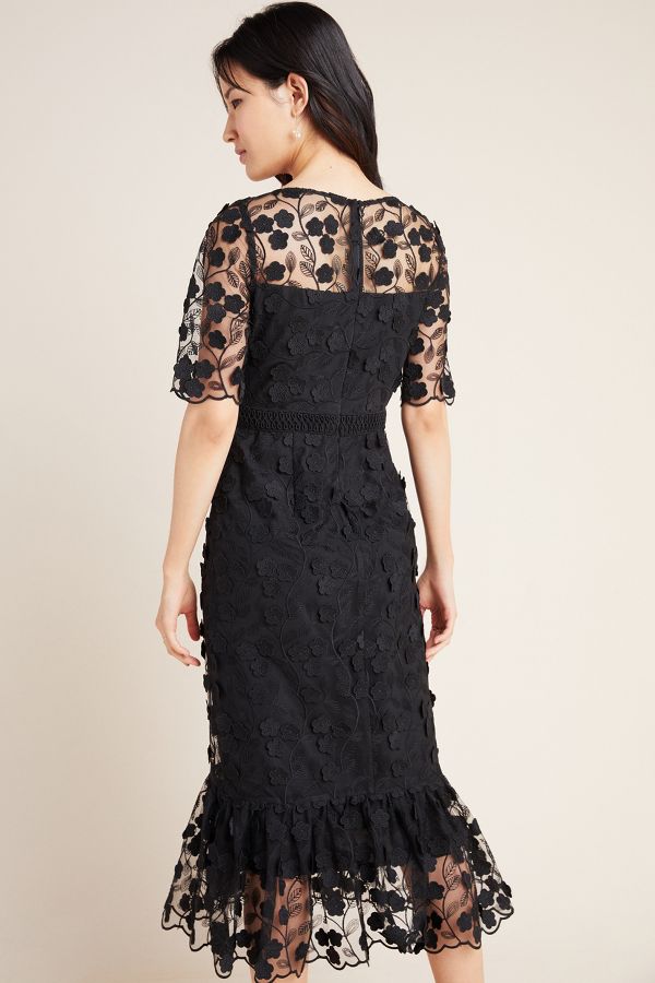 Shoshanna Embroidered Lace Midi Dress | Anthropologie