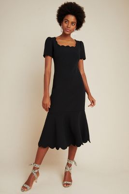scalloped midi dress