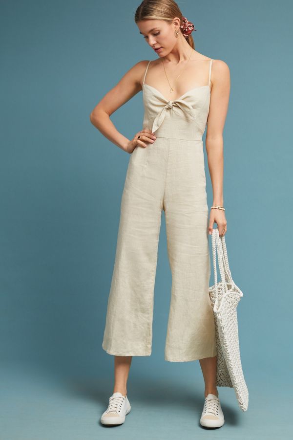 Faithfull Cropped Linen Jumpsuit | Anthropologie