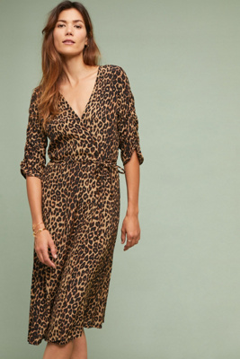 anthropologie leopard print dress