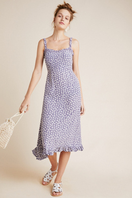 faithfull noemie smocked midi dress