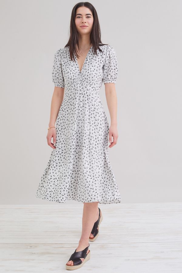 Faithfull the Brand Puff-Sleeve Midi Dress | Anthropologie UK