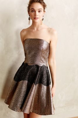 anthropologie gold dress