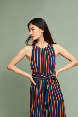anthropologie striped jumpsuit