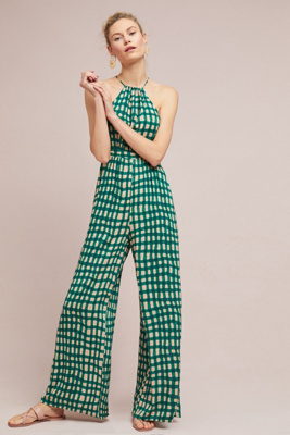 anthropologie green jumpsuit