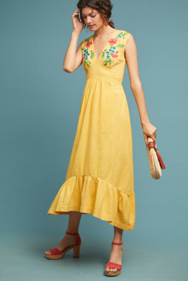 anthropologie yellow dress