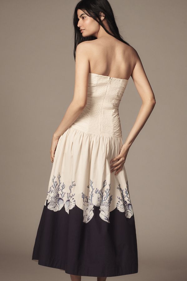 Slide View: 2: Carolina K Malla Strapless Drop-Waist Midi Dress