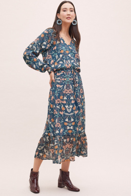 winter floral maxi dress