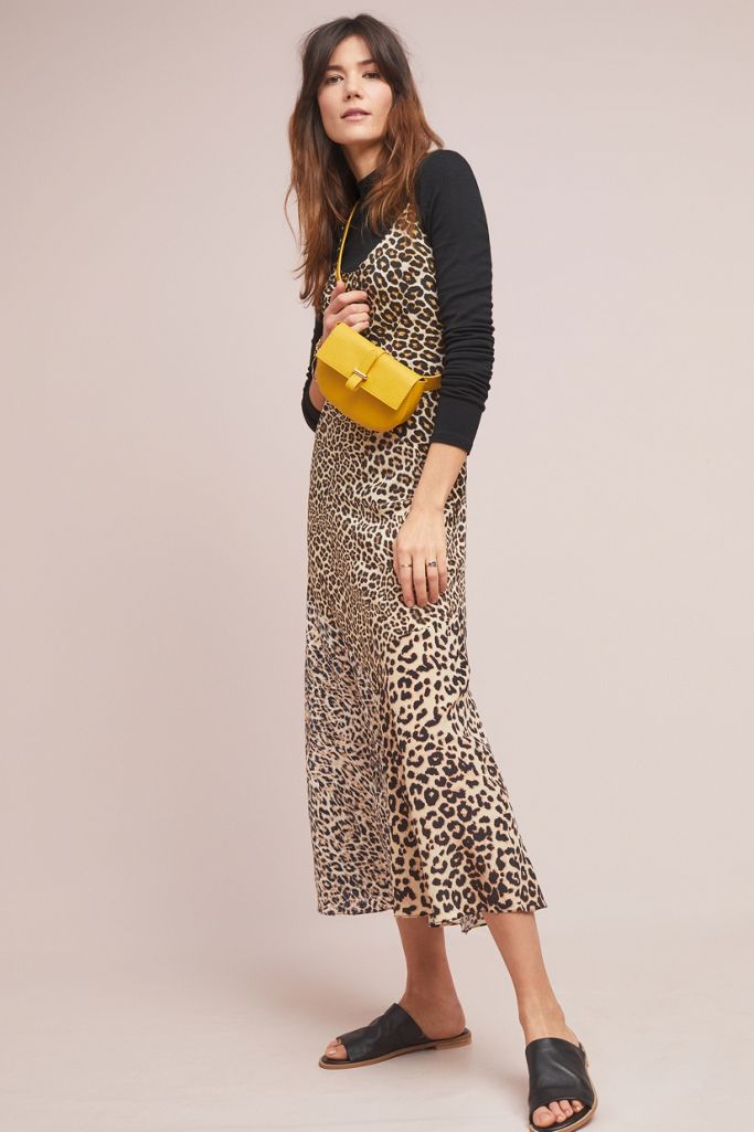 Lydia Leopard Silk Slip Dress Anthropologie