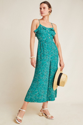 anthropologie green jumpsuit