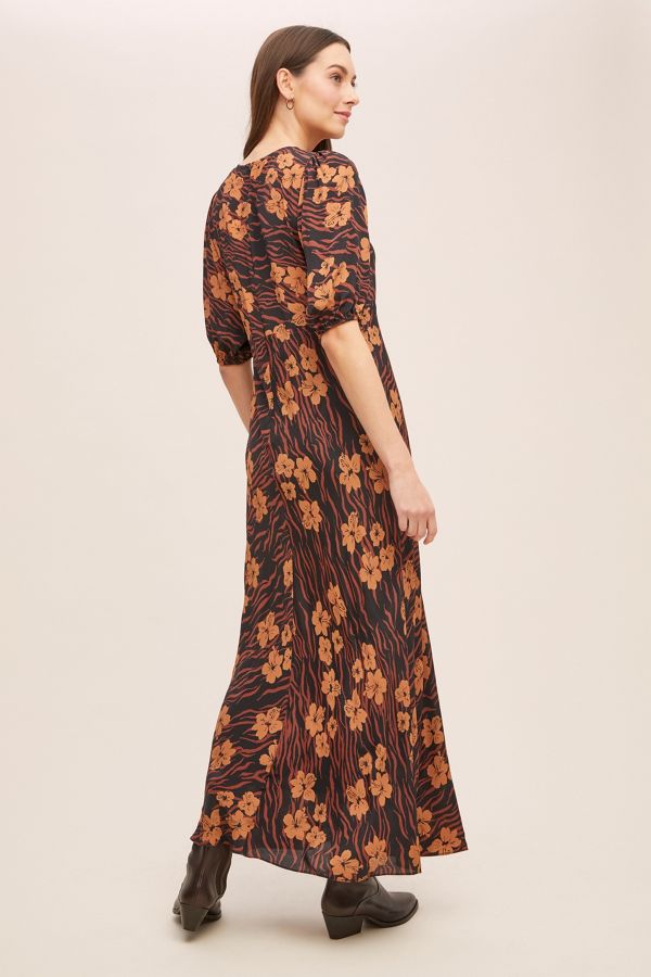 Kachel Floral Silk Maxi Dress Anthropologie UK