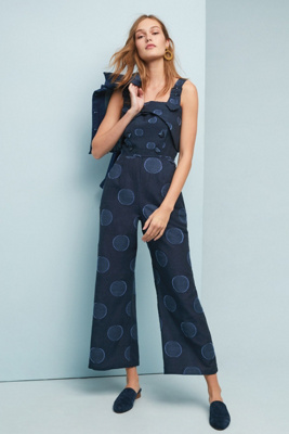 anthropologie polka dot jumpsuit