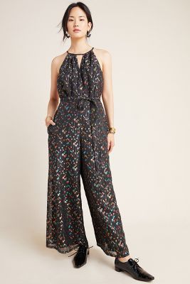 anthropologie metallic jumpsuit