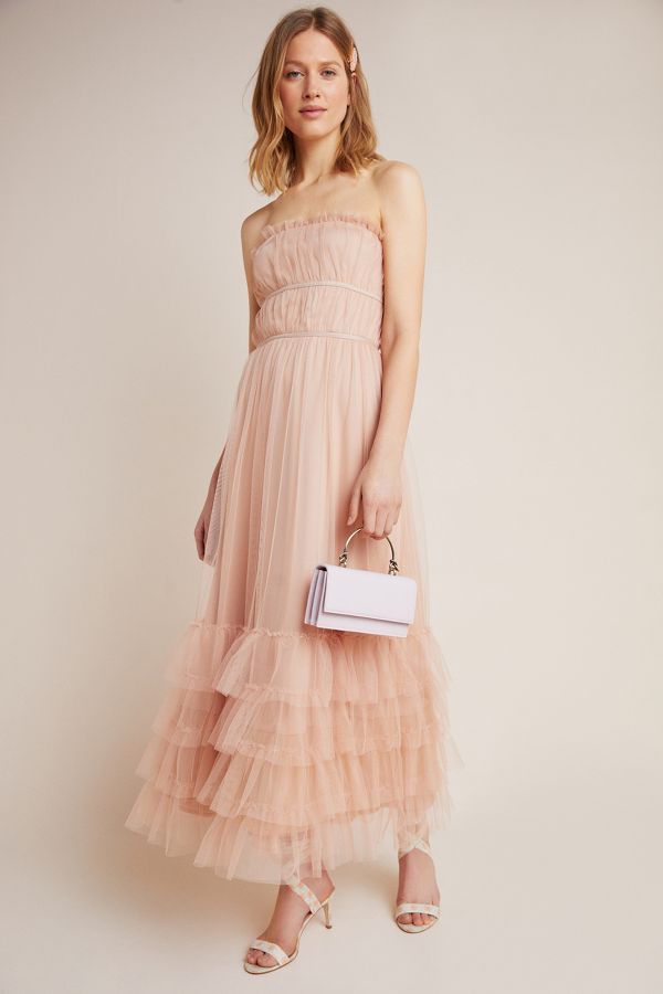 Graciela Tiered Tulle Maxi Dress Anthropologie