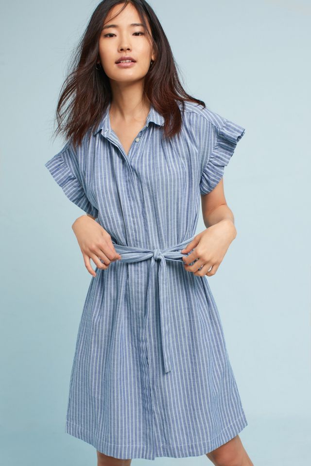 Piper Flutter-Sleeve Shirtdress | Anthropologie