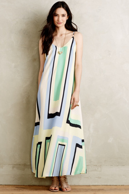 anthropologie green maxi dress