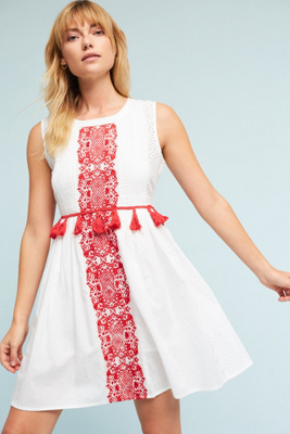 anthropologie white embroidered dress