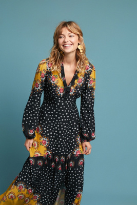 anthropologie black floral dress