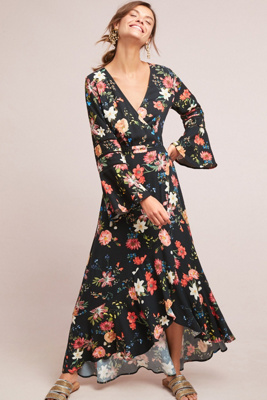 anthropologie black floral dress