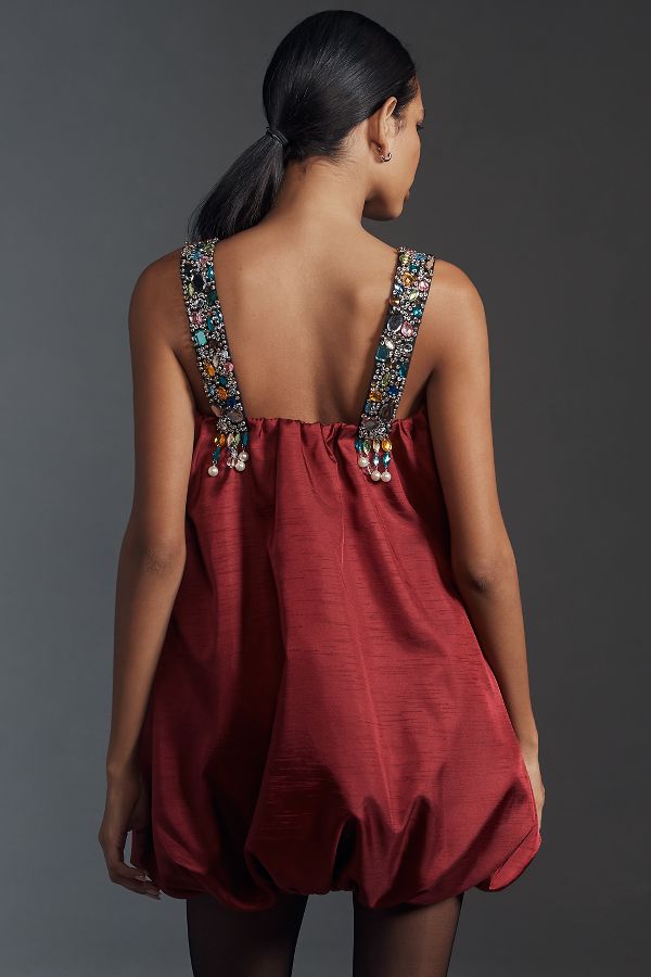 Slide View: 2: Sunday in Brooklyn Embellished-Strap Bubble Mini Dress