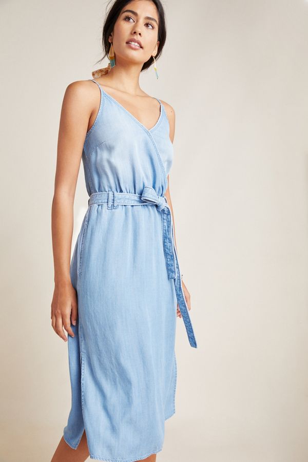 Cloth & Stone Surplice Chambray Dress | Anthropologie