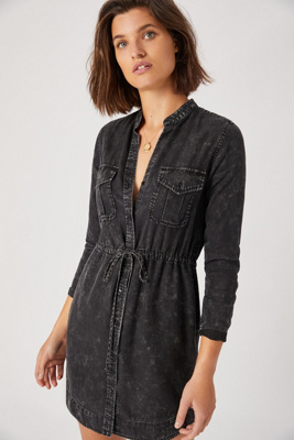 cloth and stone black shirt dress