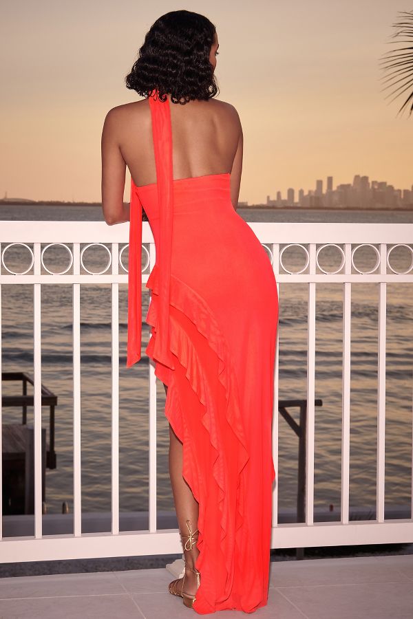 Slide View: 2: AFRM Halter Ruffle Maxi Dress